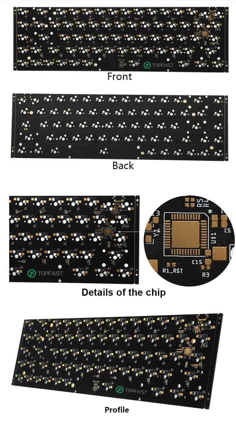 Custom circuit board design service 60l 61key type c smd pcba hot swappable rgb 60% diy 60 percent rgb mechanical keyboard pcb