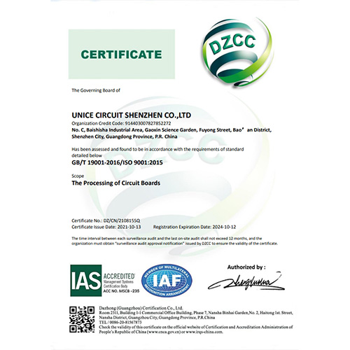 Certification of quality management system