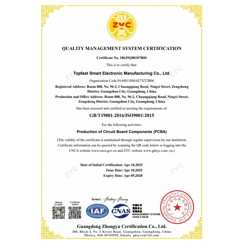 Certification of quality management system