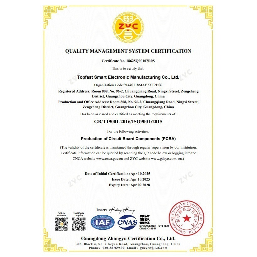 Certification of quality management system