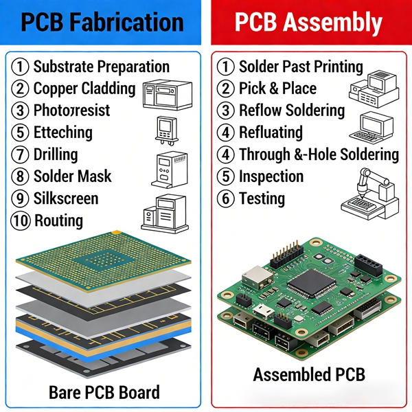 PCB Fabrication vs PCB Assembly