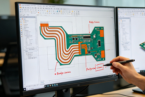 Esnek PCB Tasarımını İncelen Mühendis